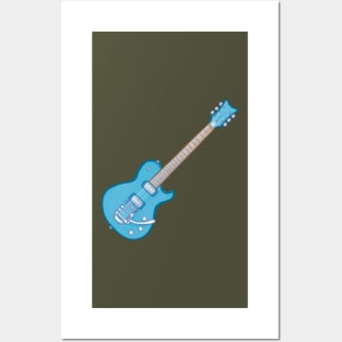 Blue electric guitar Posters and Art